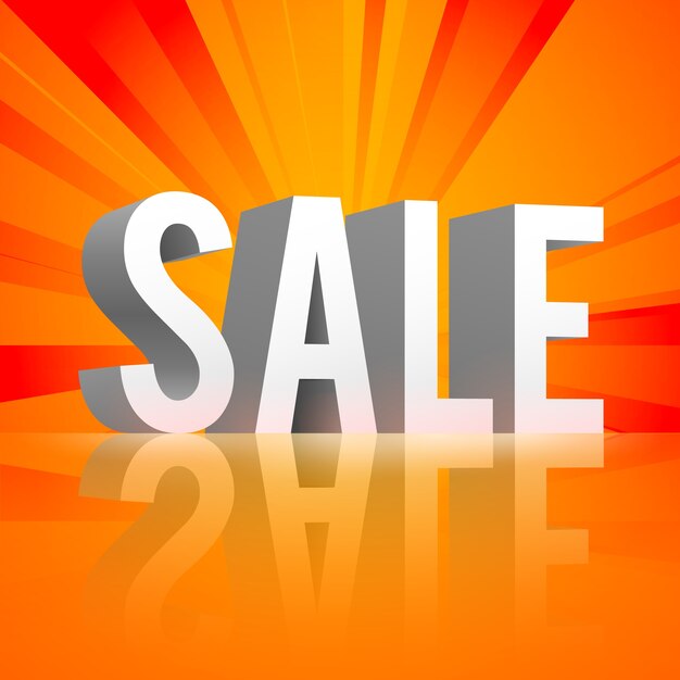 Promo shopping banner with 3d word sale reflection