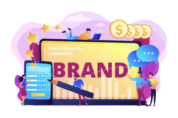 Promoting company credibility. Increasing clients loyalty. Customers conversion. Brand reputation, brand management, sales driving strategy concept.  