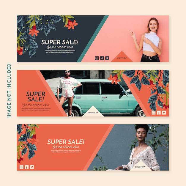 Free Vector promotion fashion banner collection