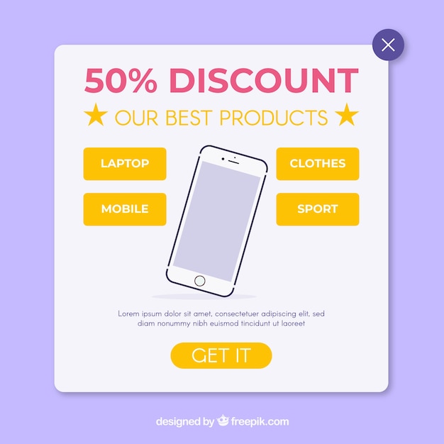 Promotion pop up with flat design