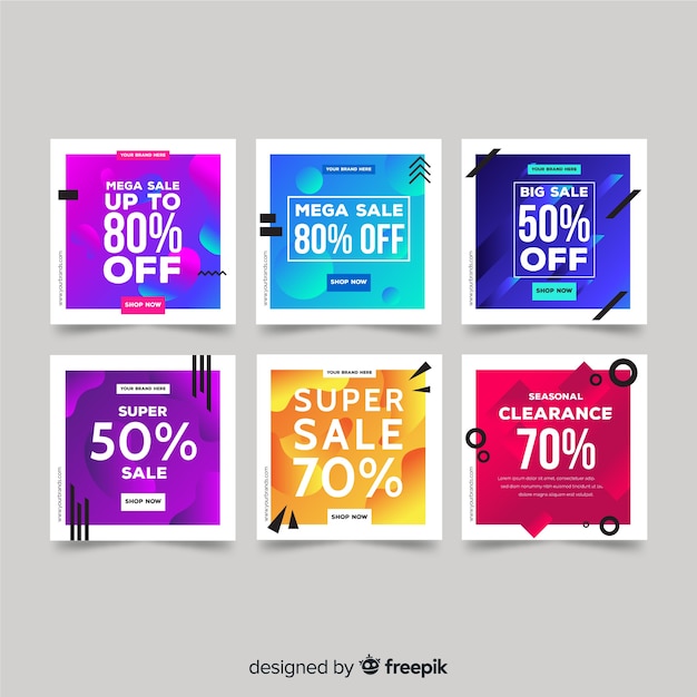 Free Vector promotion square banner collection