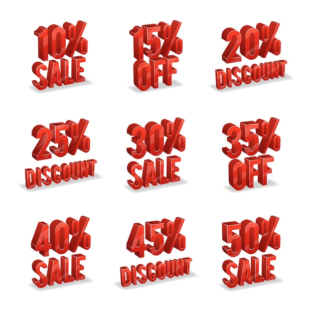 Promotional discount signs with percent off