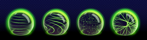 Free Vector protect sphere with green neon glow pattern