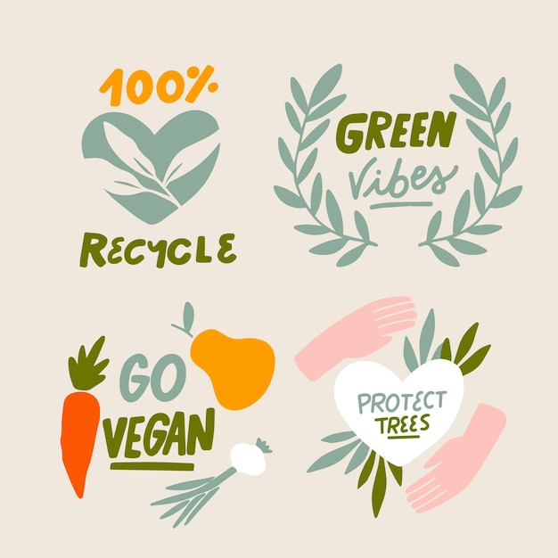 Free vector protect trees ecology badges hand drawn