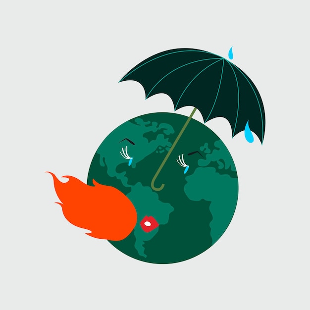 Free Vector protecting the planet earth from global warming illustration