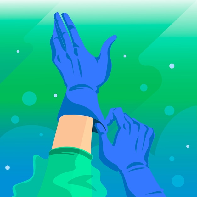 Free Vector protective gloves for virus