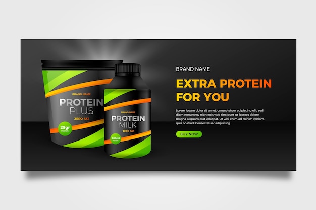 Free vector protein supplements banner design