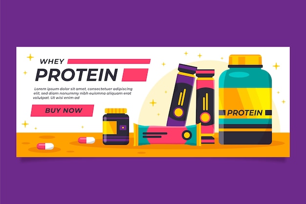 Protein supplements horizontal banner