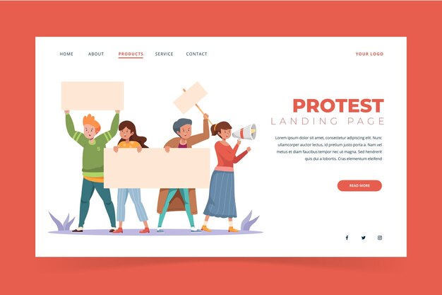 Protest strike landing page style