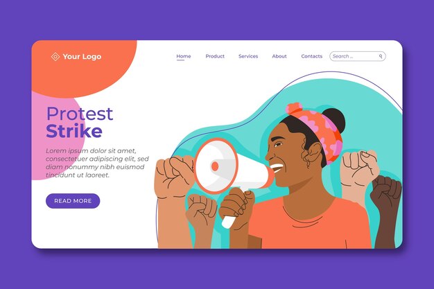 Protest strike landing page template