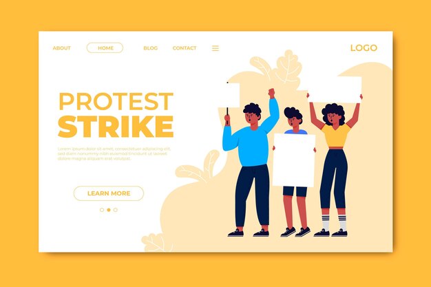 Protest strike landing page template