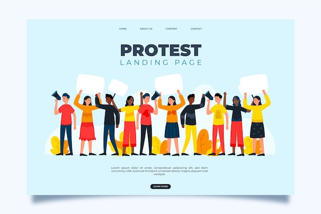 Free vector protest strike - landing page