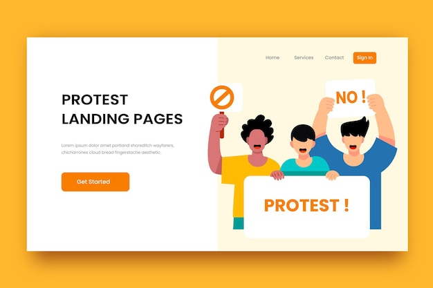 Protest strike landing page