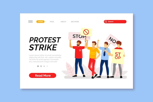 Free vector protest strike landing page