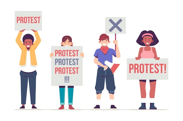 Free Vector protesting people concept