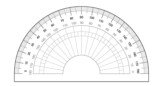 Protractor ruler isolated on the white background Measuring tool Grid for for measuring degrees