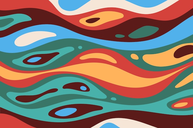 Psychedelic groovy background with abstract shapes