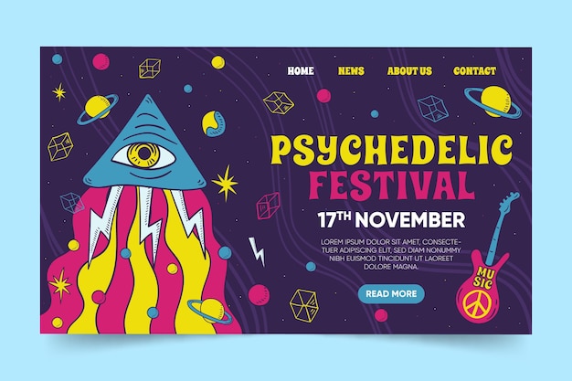 Free Vector psychedelic landing page