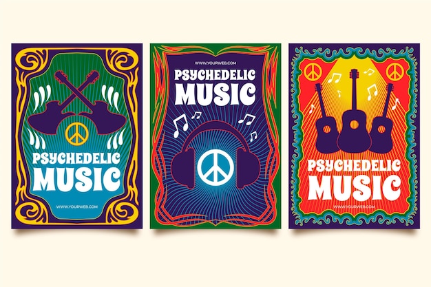 Psychedelic music covers template pack