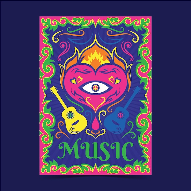 Free Vector psychedelic music covers template