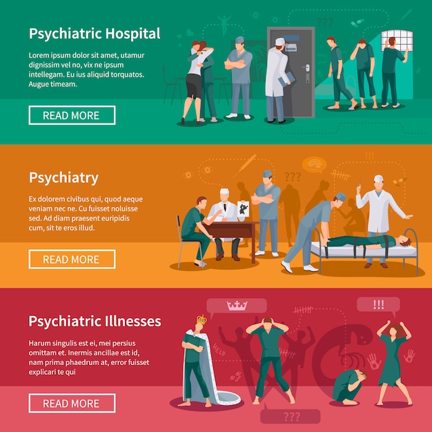 Psychiatric Illnesses Banners Set