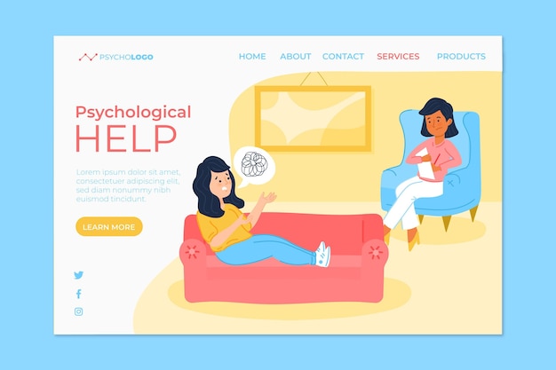 Psychological help landing page template