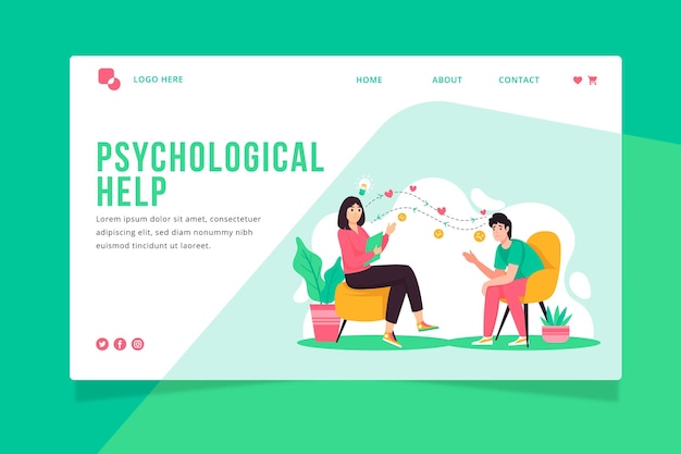 Free Vector psychological help landing page template