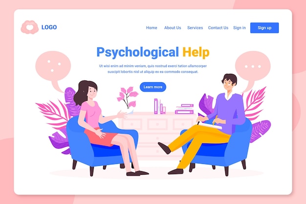 Free Vector psychological help landing page