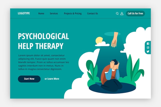 Free Vector psychological help therapy landing page