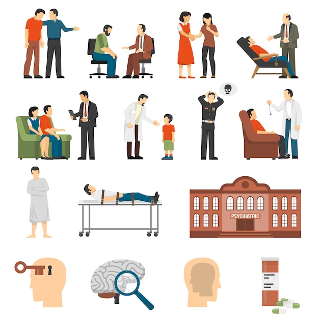 Psychologist Counselings Icons Set