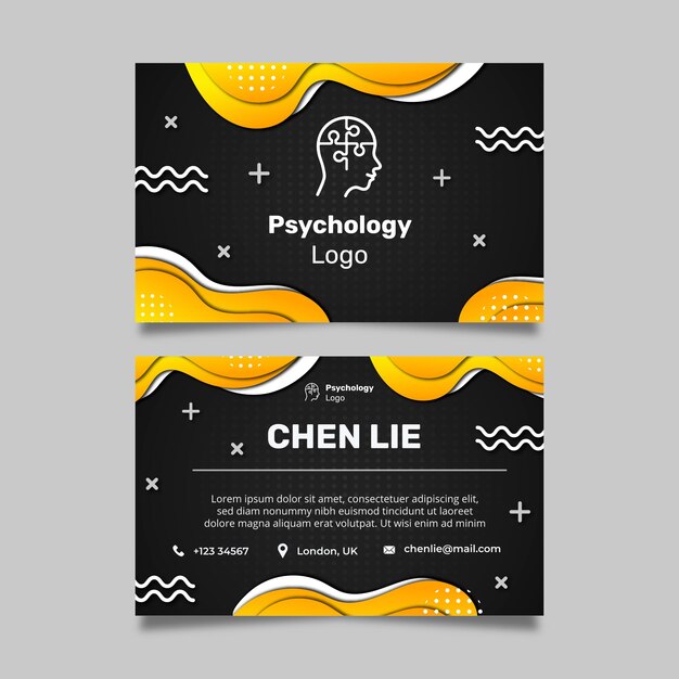 Psychology double-sided horizontal business card template