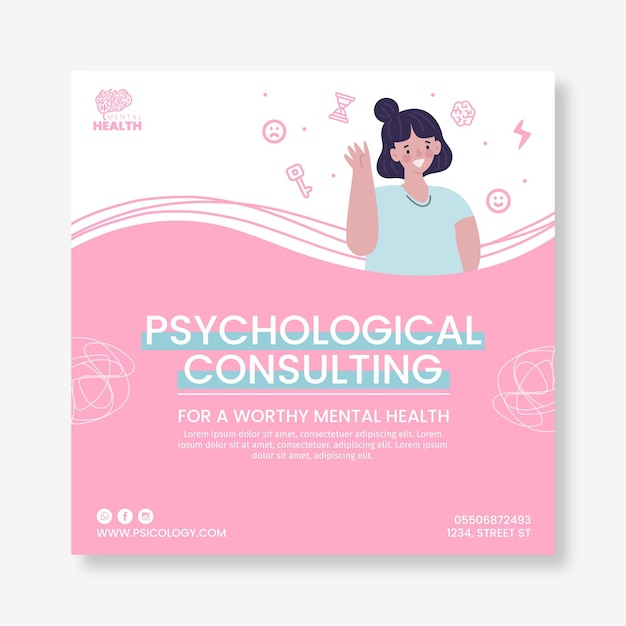 Psychology flyer template illustrated