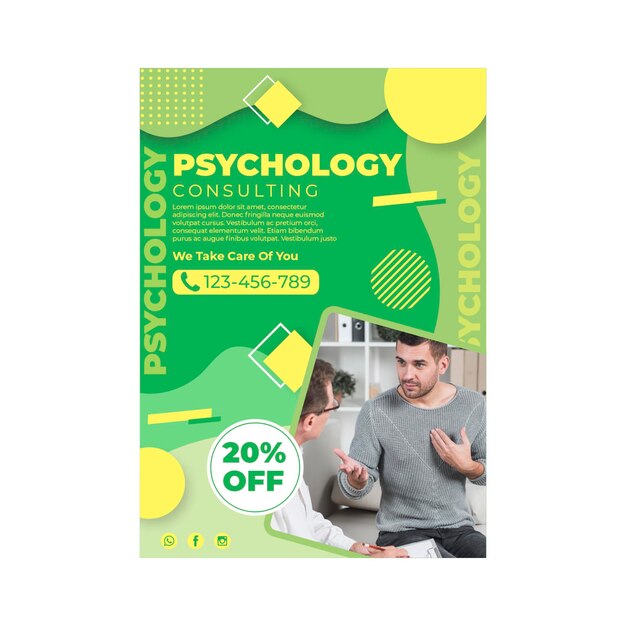 Psychology flyer vertical template