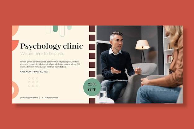 Free vector psychology horizontal banner template