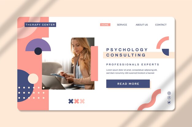 Psychology landing page template with photo