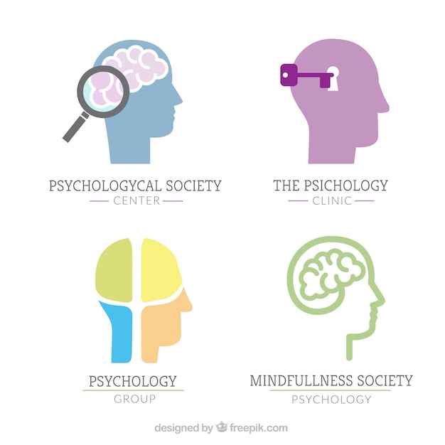 Psychology logos with human brain