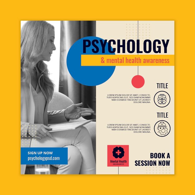 Psychology squared flyer template