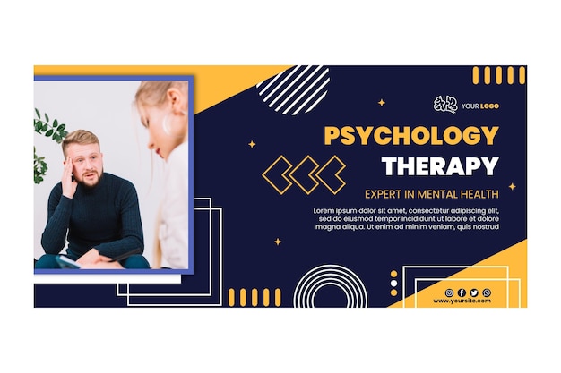 Psychology therapy horizontal banner template