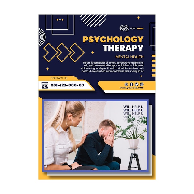 Psychology therapy poster template