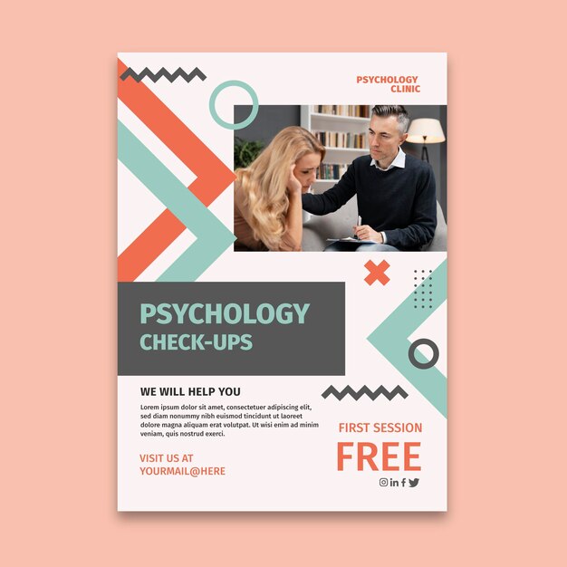 Psychology vertical flyer template