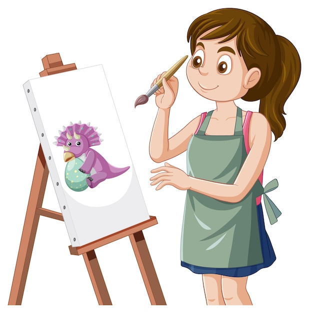 Free vector puberty girl drawing on canvas