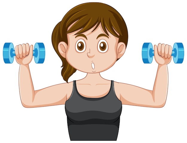 Puberty Girl Holding Dumbbells