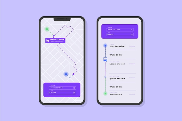 Public transport app template screens pack