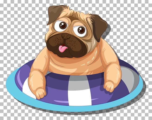 Free Vector pug dog in inflatable ring