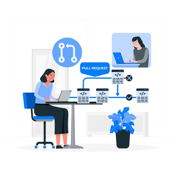 Pull request concept illustration
