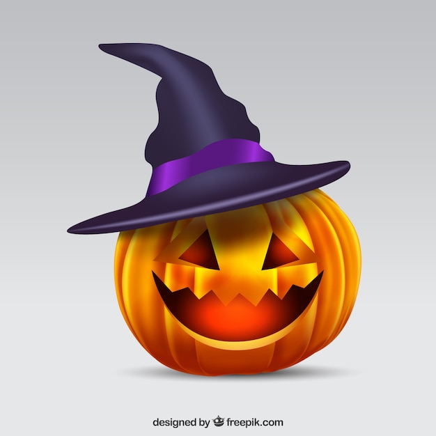 Free Vector pumpkin background with witch hat