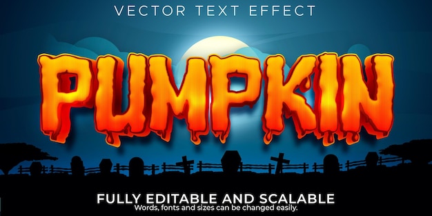 Pumpkin editable text effect, halloween and scary text style