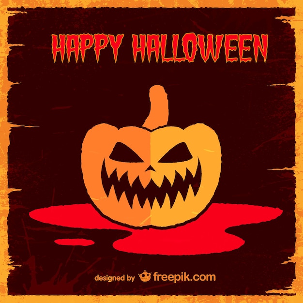 Free Vector pumpkin retro halloween card