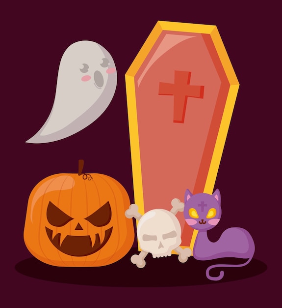 Pumpkin with ghost and halloween concept