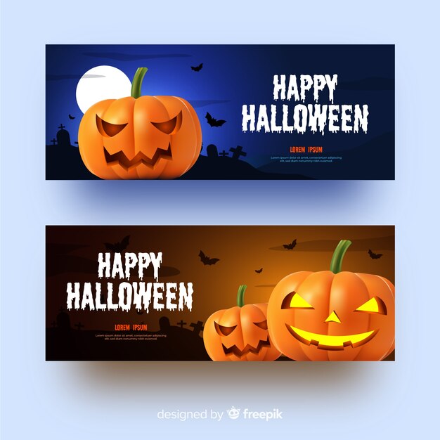 Pumpkins realistic halloween banners